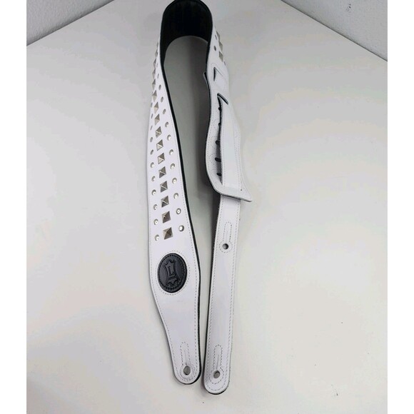 Levy’s Signature Guitar Strap White Studded Leather Adjustable USA Rock Punk